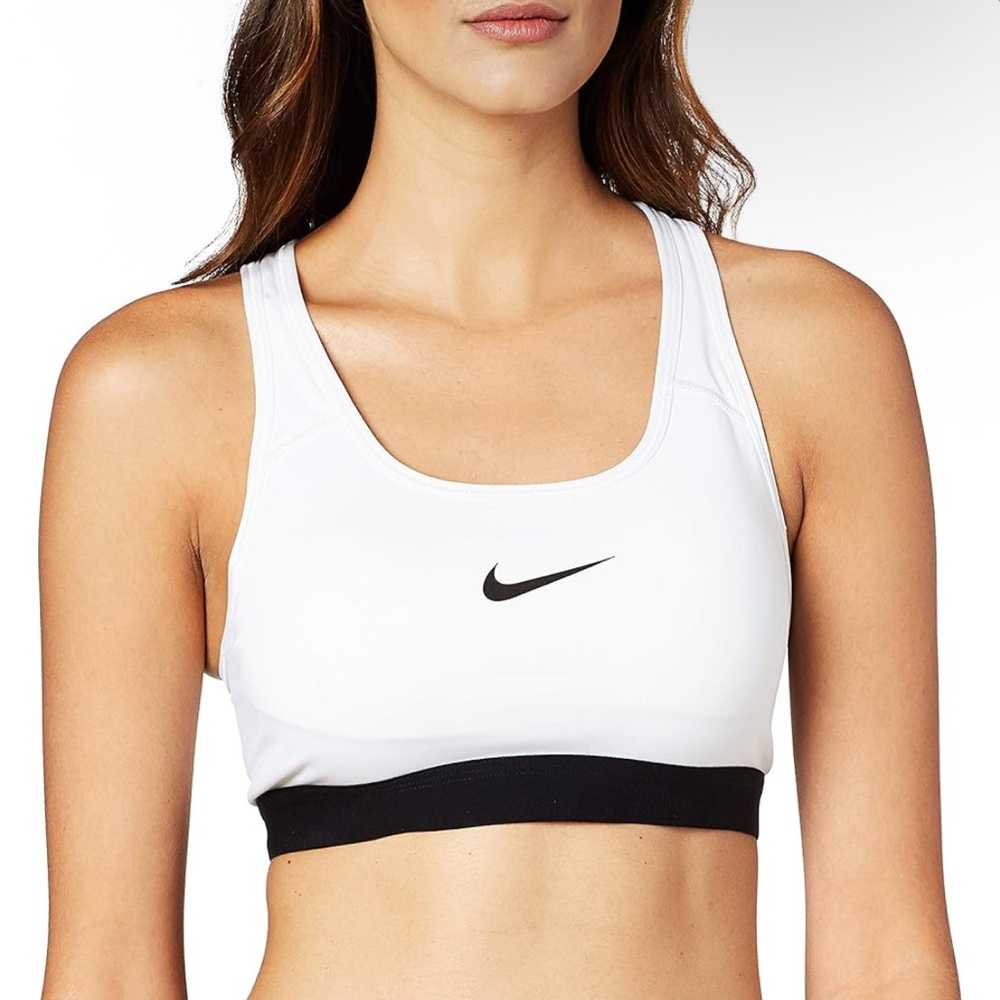 Nike White and Black Sports Bra Medium Support